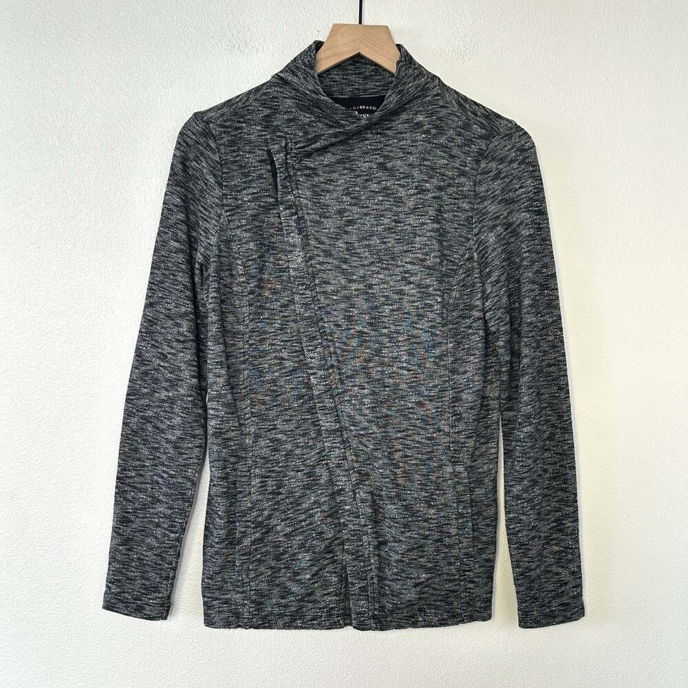 GH Bass Moto Shacket Sz S Heathered Gray Full Zip Coastal Granola Fall Mock Neck